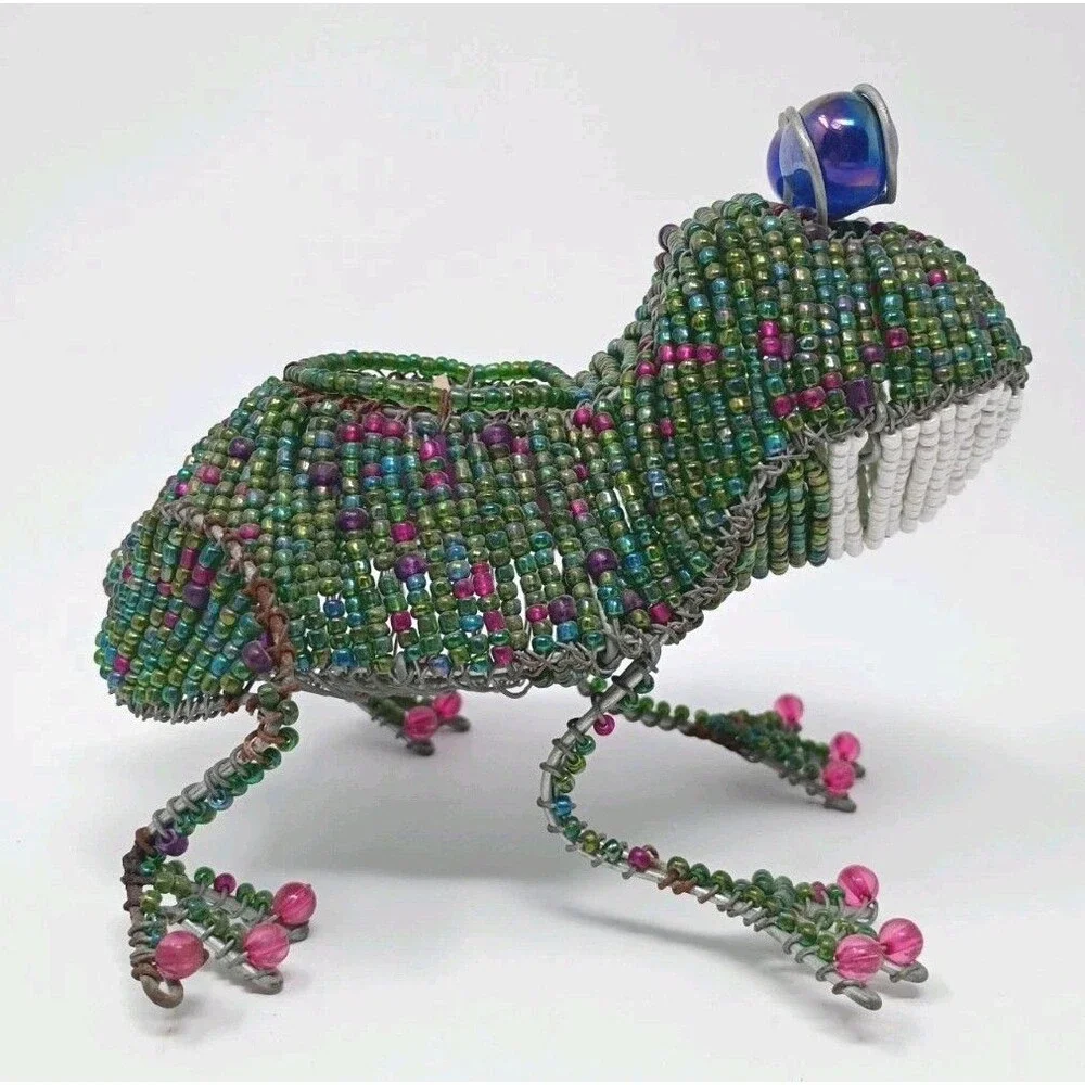 Beadworx Glass Bead Frog candle holder